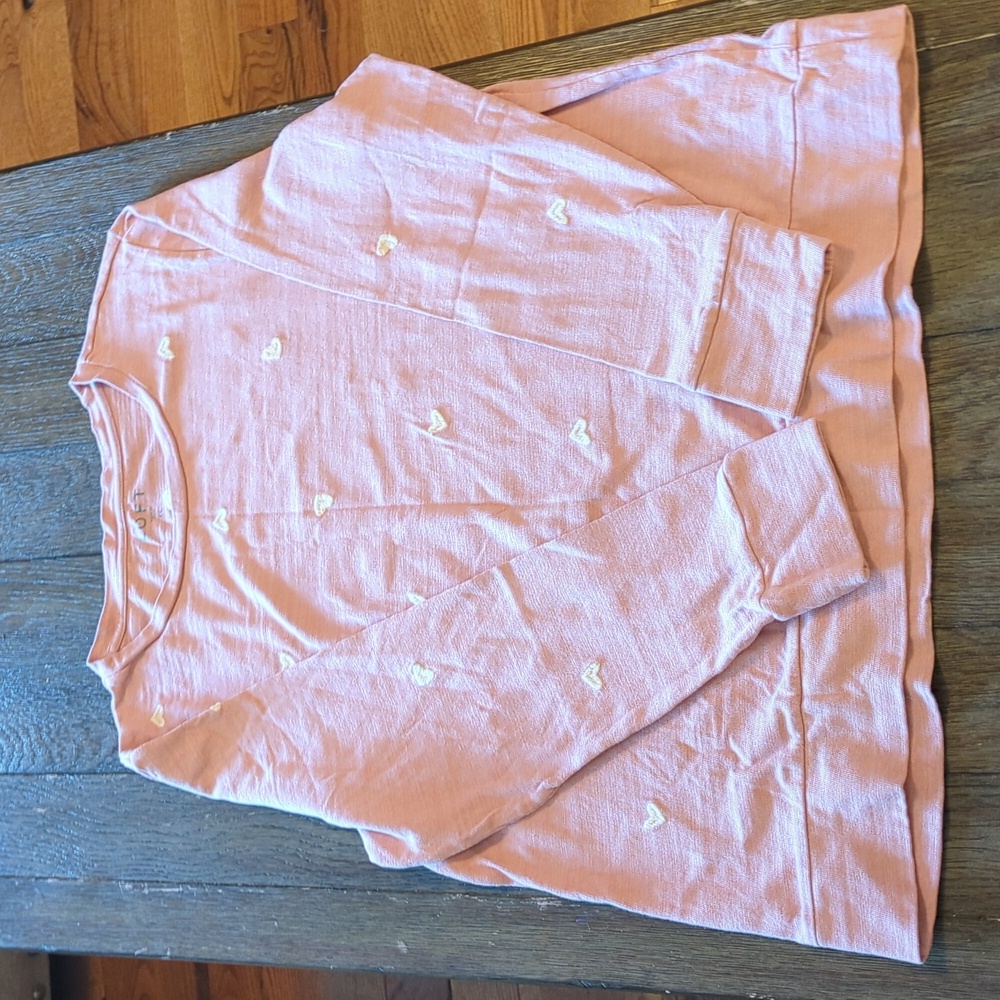 Loft Pink and White Heart Sweatshirt
